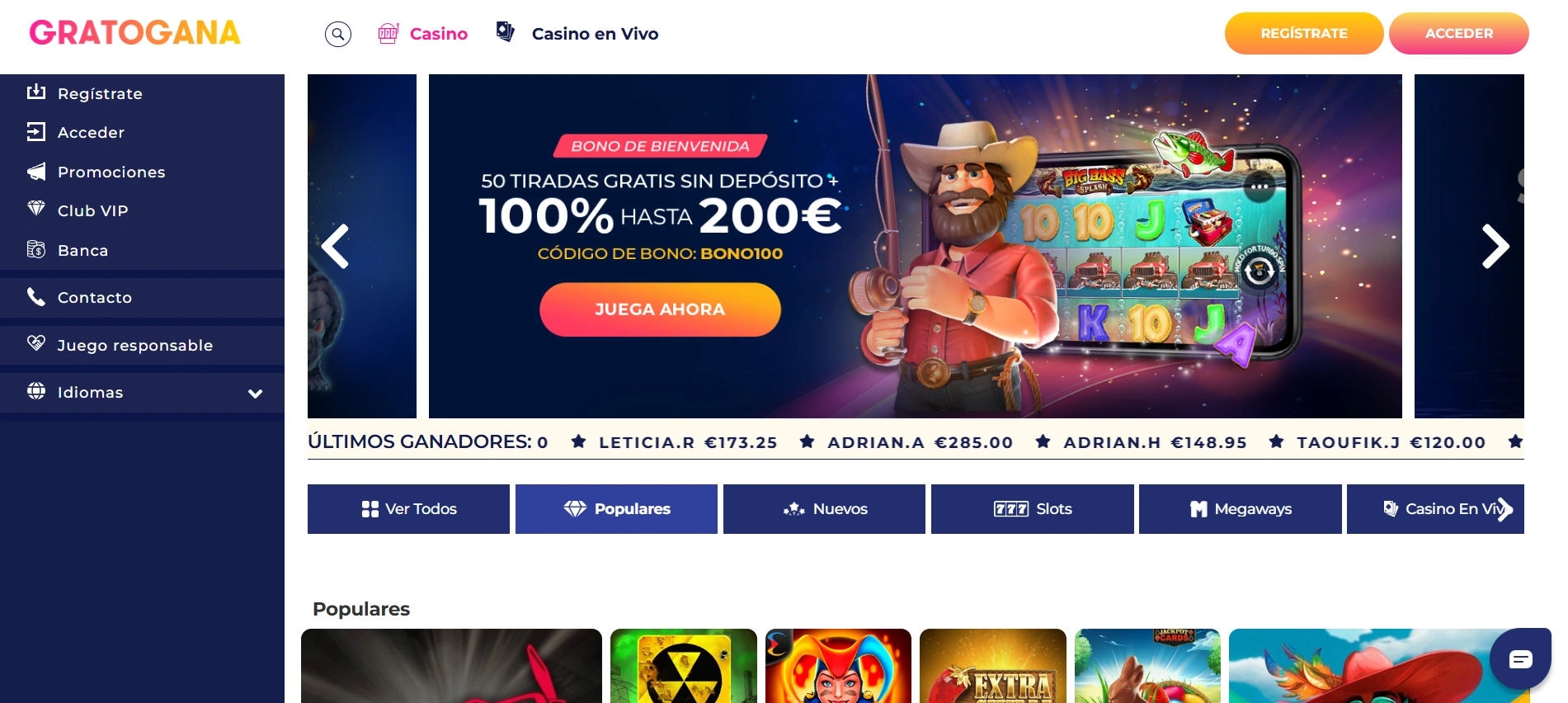 Bonos activos en Gratogana
